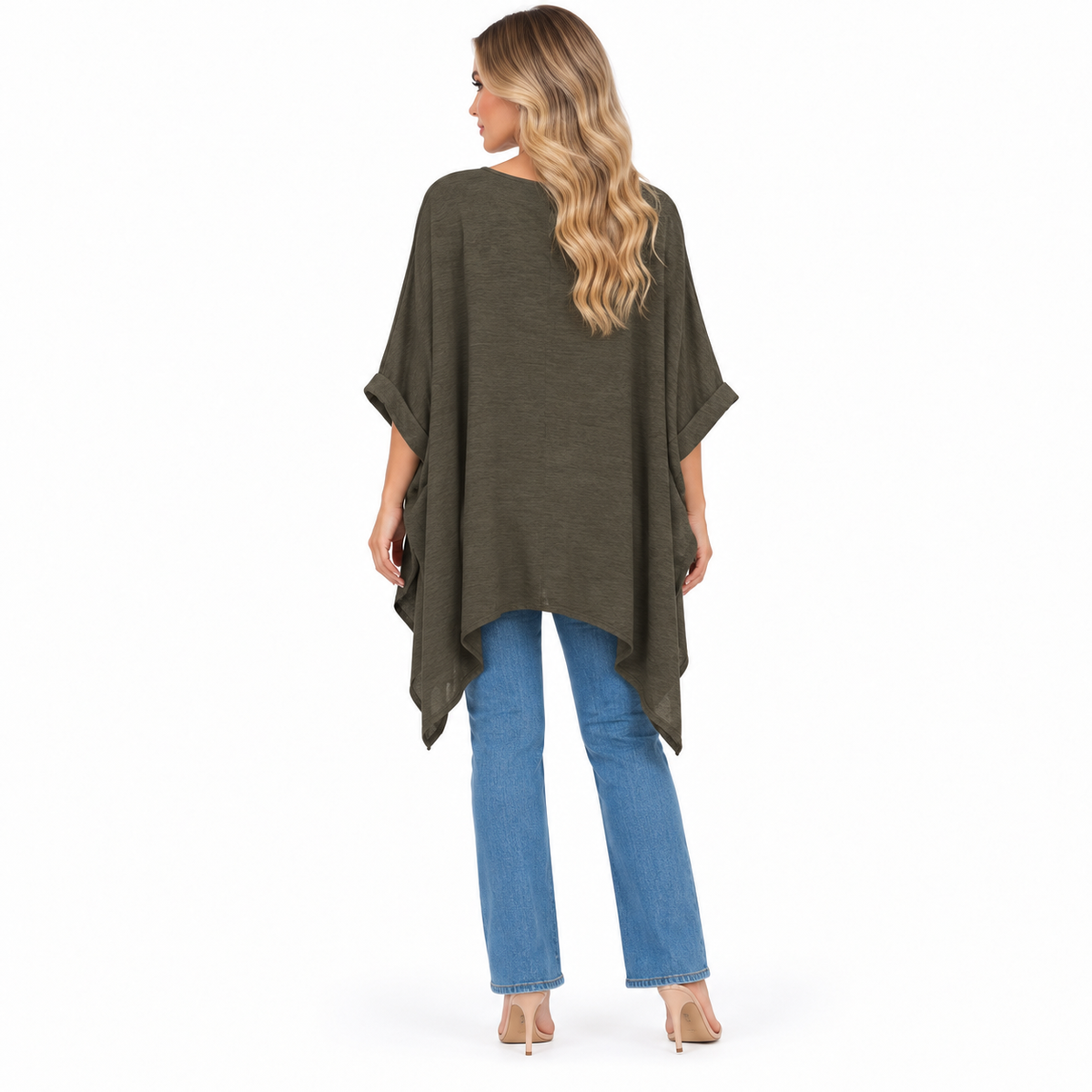 Elegant Dark Olive Flowy Kaftan Top