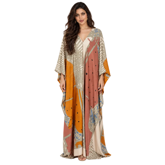 Abstract Geometric Print pakistani Beach Kaftan