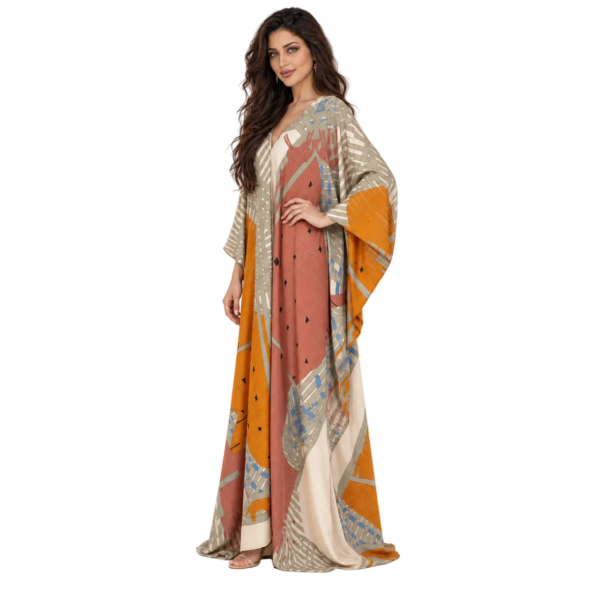 Abstract Geometric Print pakistani Beach Kaftan