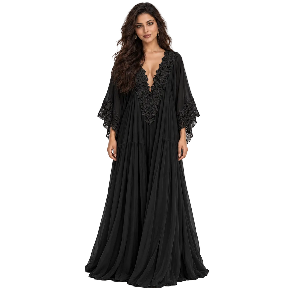 Black Lace Flowing Women’s Beach Kaftan