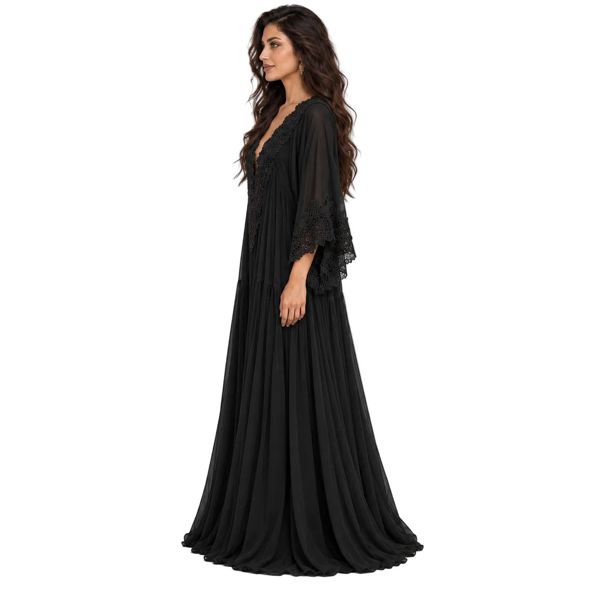 Black Lace Flowing Women’s Beach Kaftan