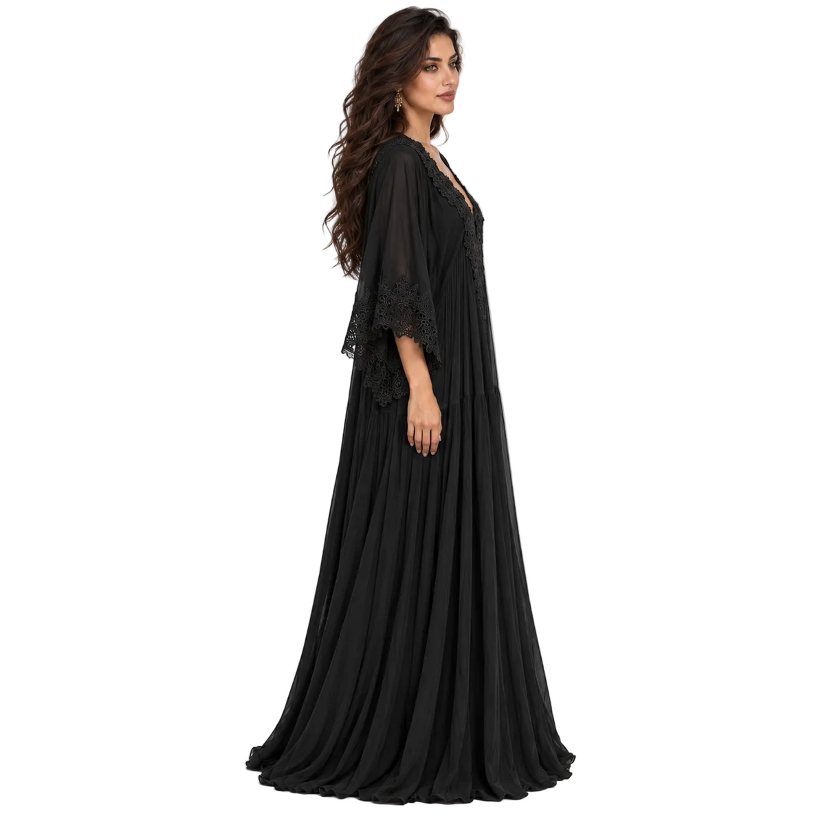 Black Lace Flowing Women’s Beach Kaftan