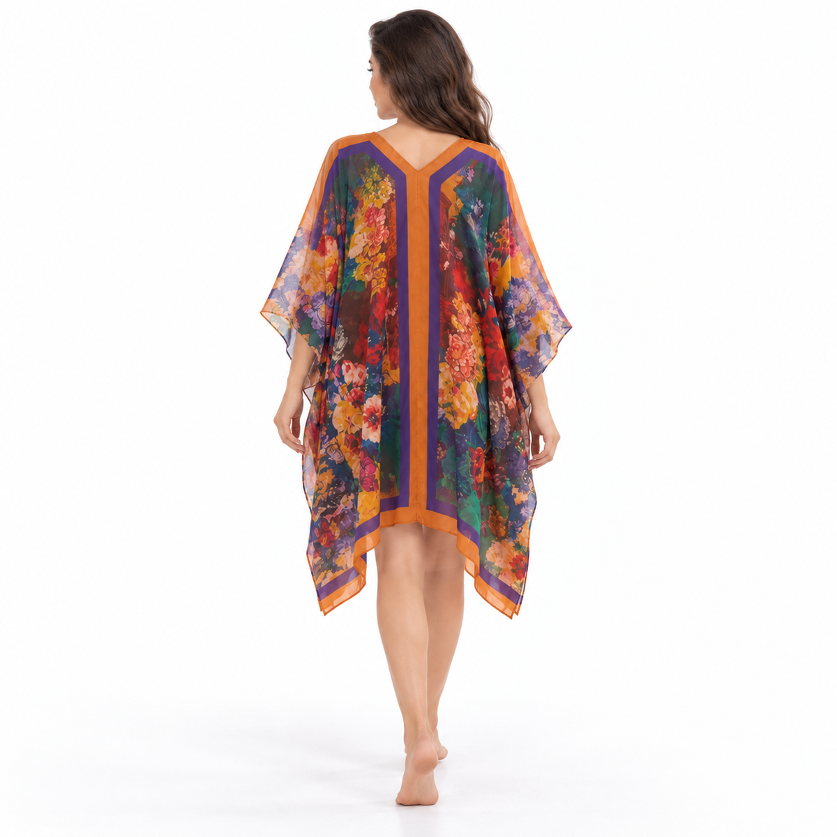Multicolor Floral Chiffon Women’s Beach Kaftan