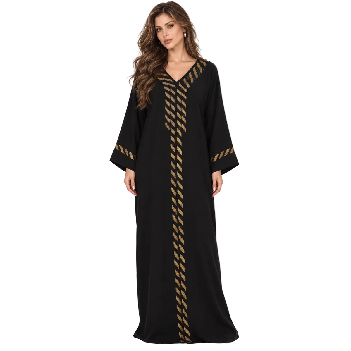 Black Gold Trim Luxury Elegant Kaftan