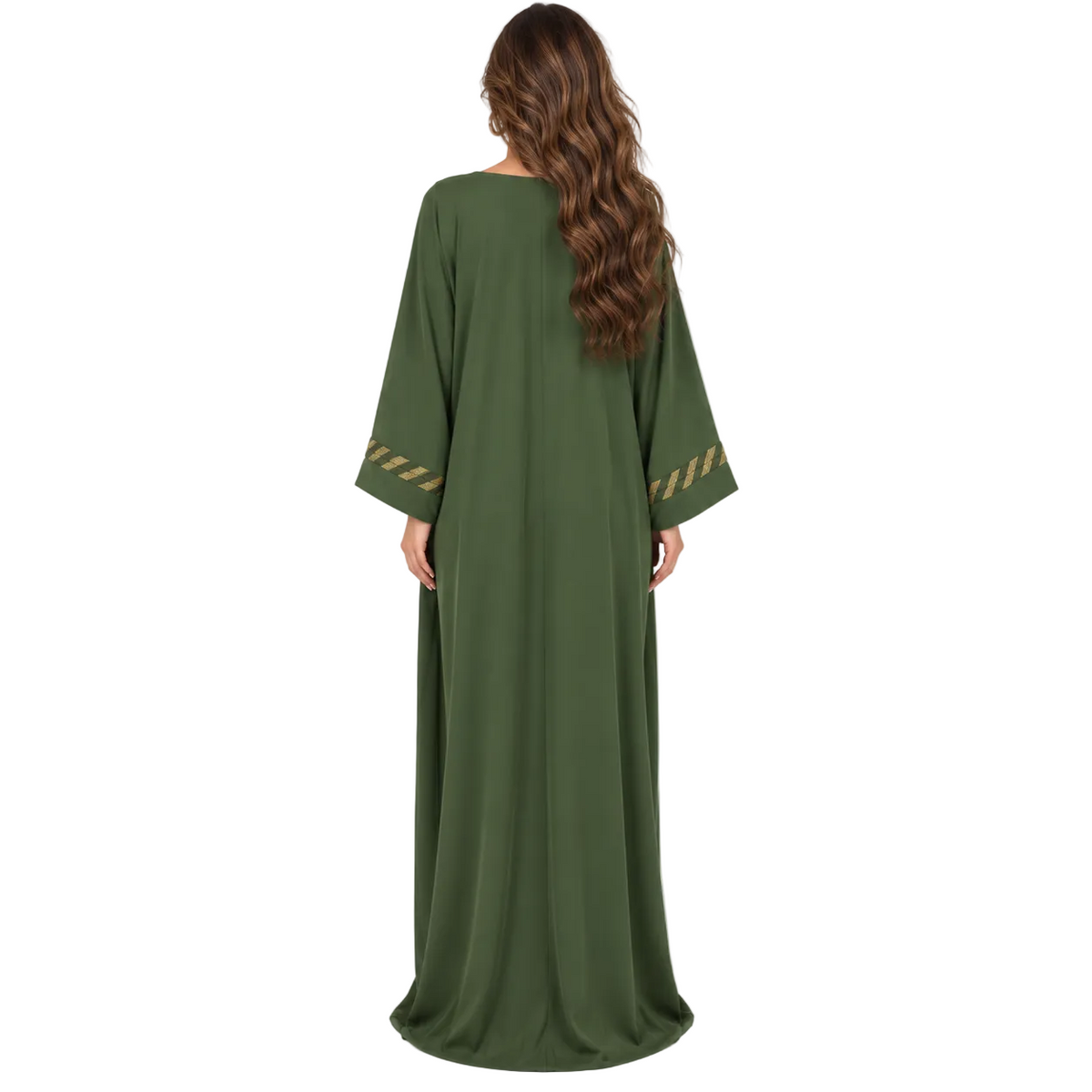 Olive Green Gold Evening Elegant Kaftan