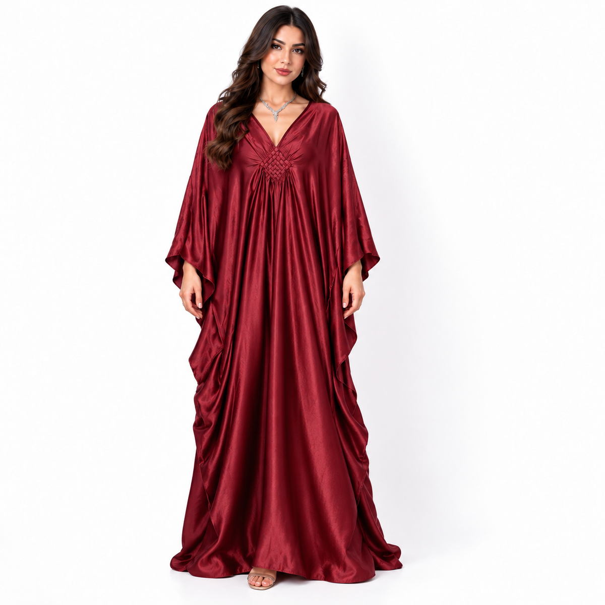 Red Satin Modern Plus Size Kaftan