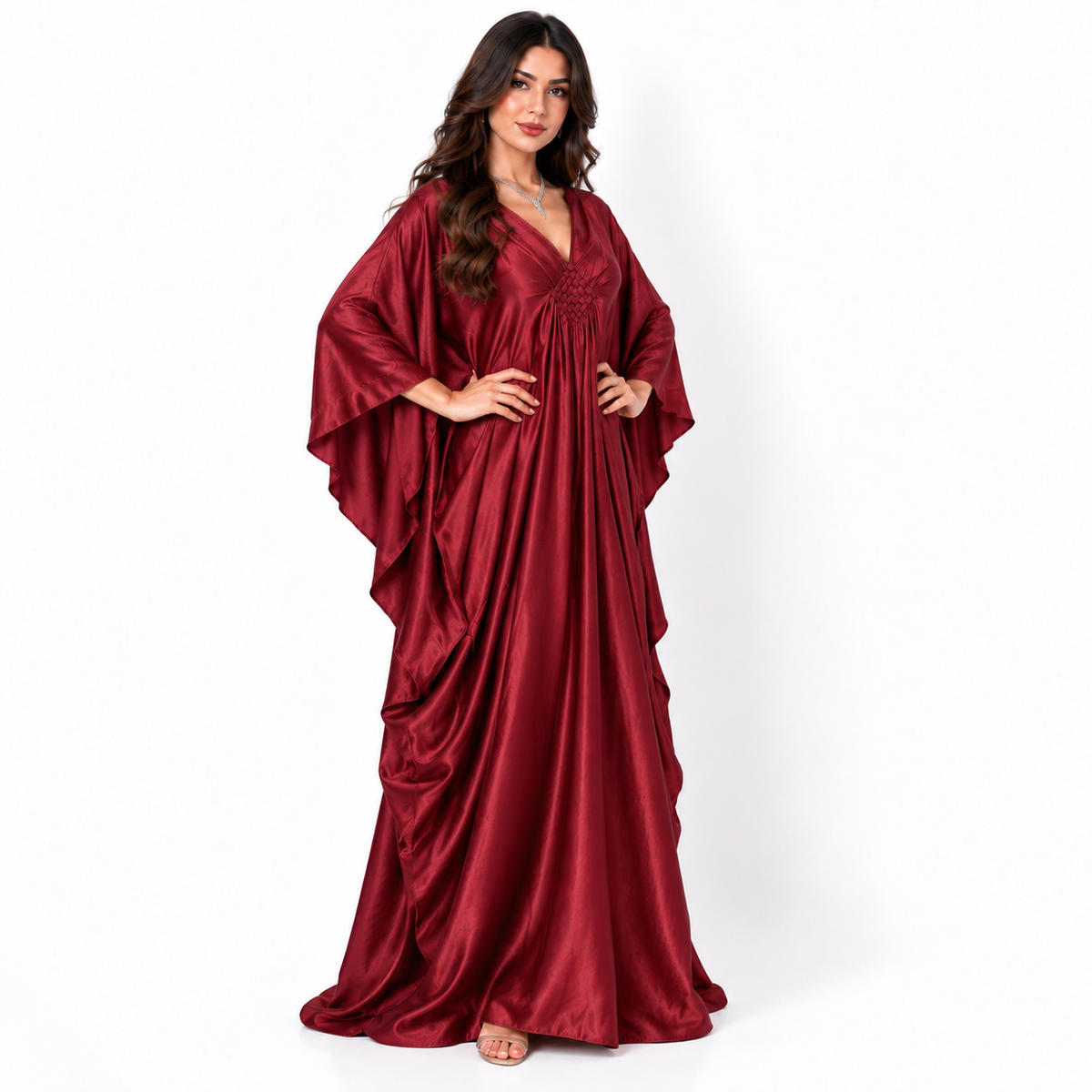 Red Satin Modern Plus Size Kaftan