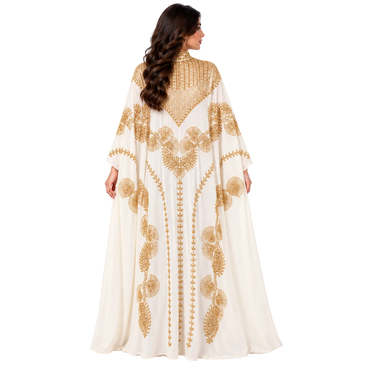 Apricot Gold Embroidered Plus Size Kaftan