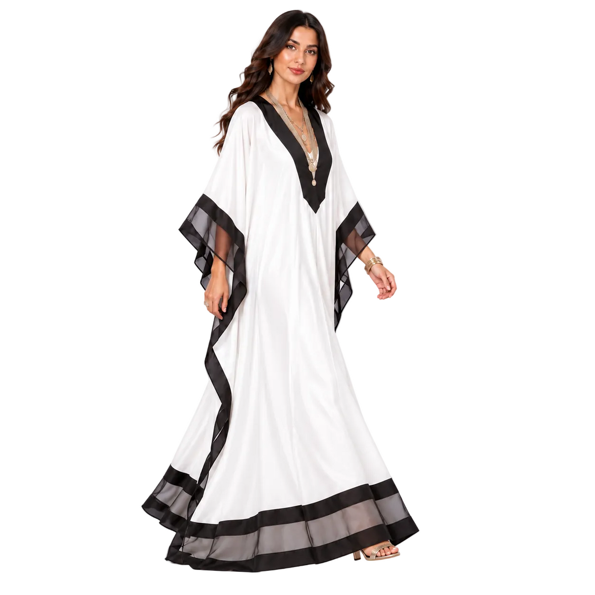 White Black Modern Plus Size Kaftan