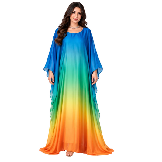 Rainbow Ombre Batwing Plus Size Kaftan