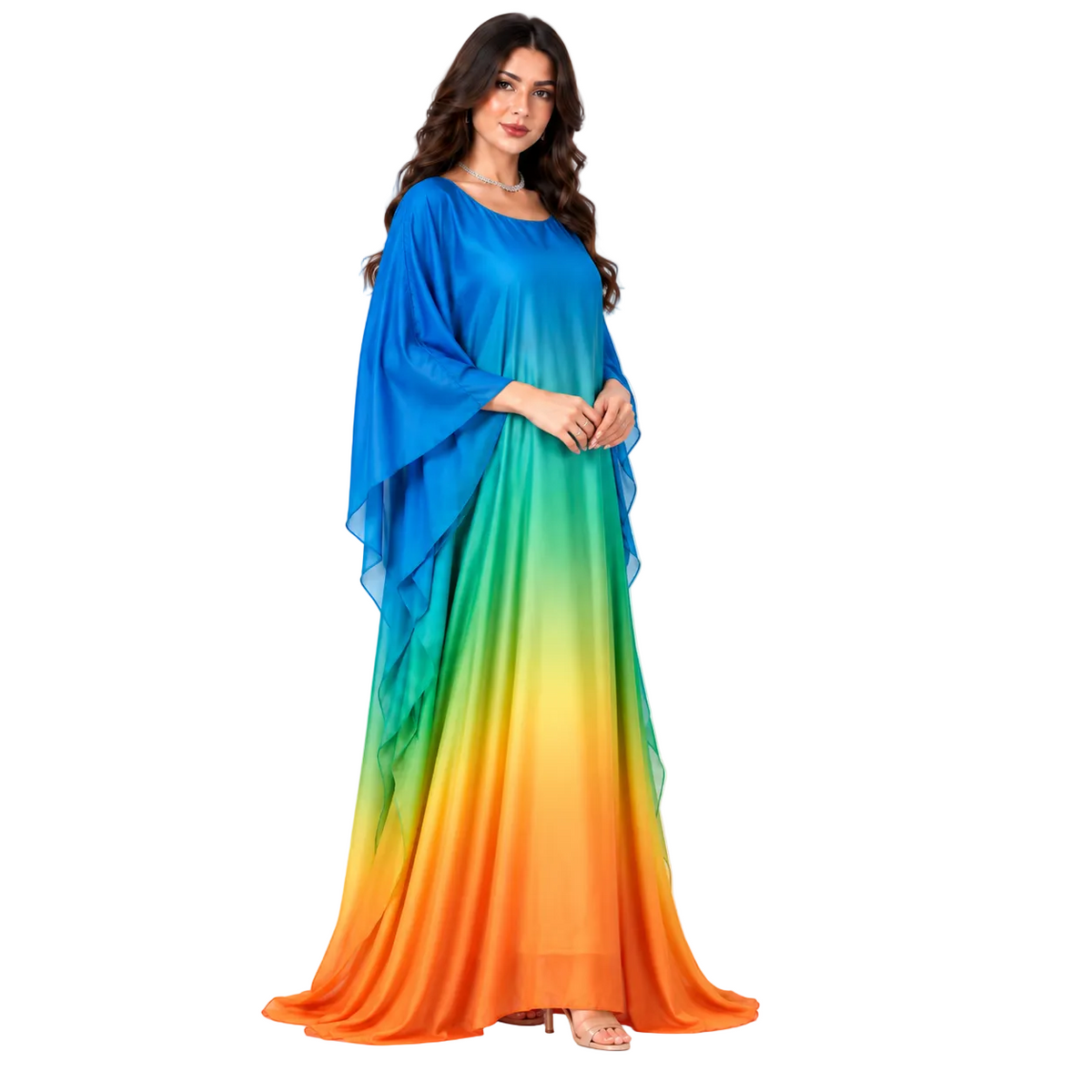 Rainbow Ombre Batwing Plus Size Kaftan