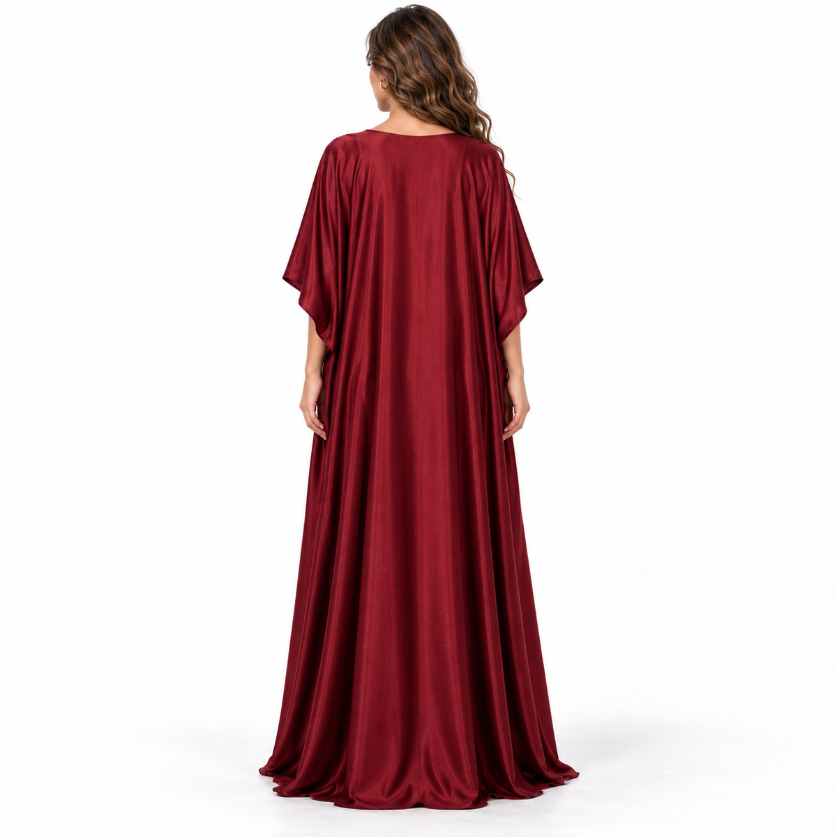 Burgundy Floral Embroidered Luxury Elegant Kaftan