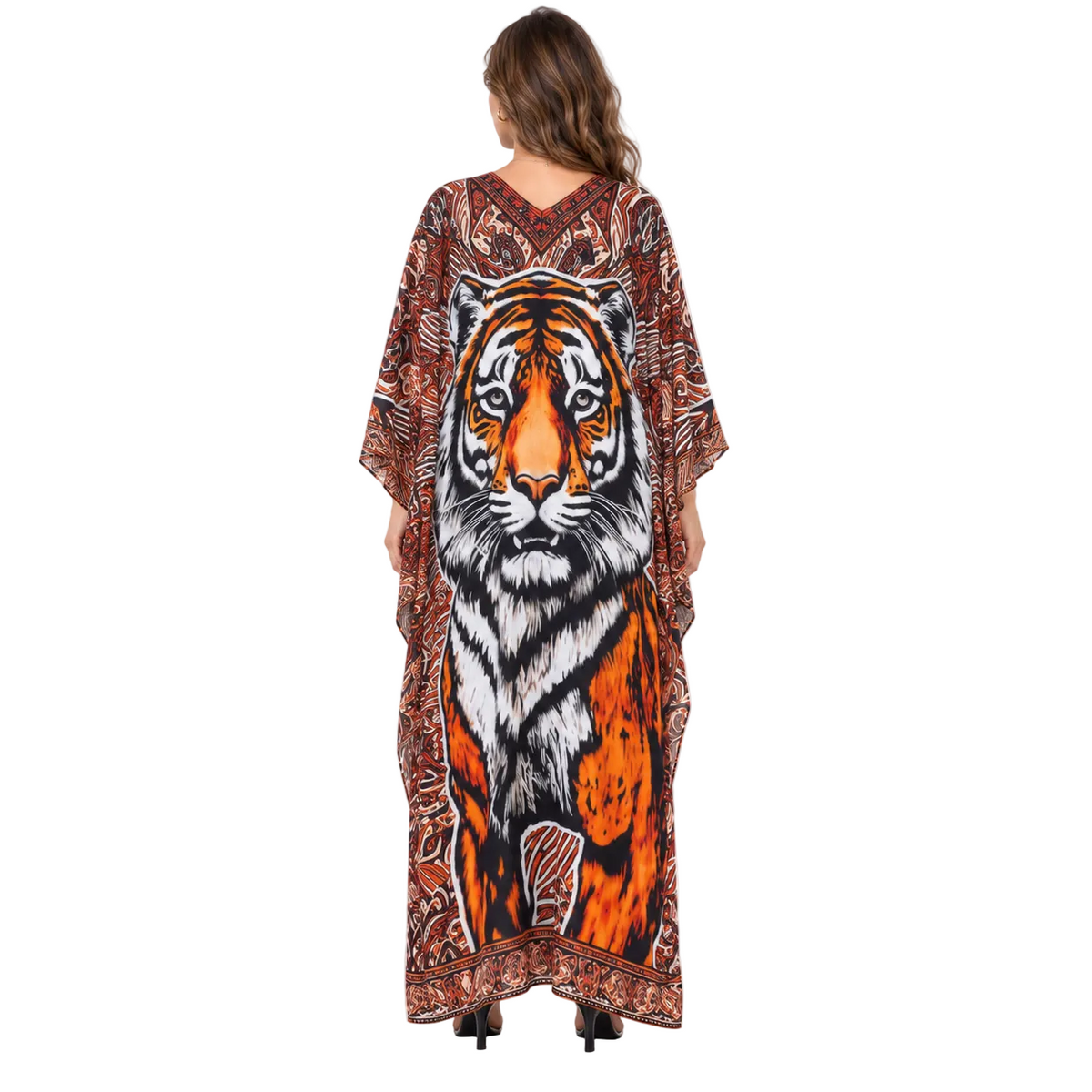 Luxury Tiger Print Batwing Elegant Kaftan
