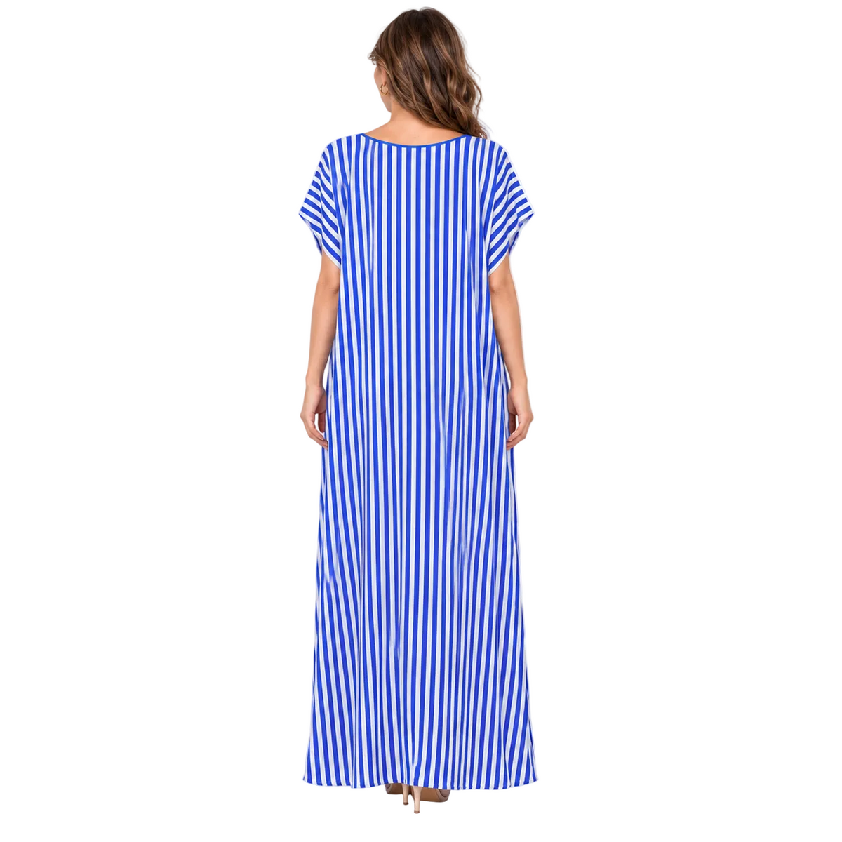 Blue White Striped Bow Elegant Kaftan