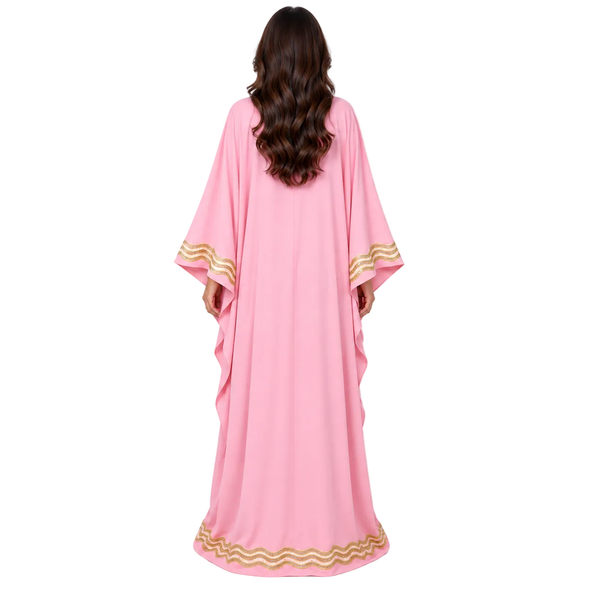 Elegant Pink Embroidered Plus Size Kaftan