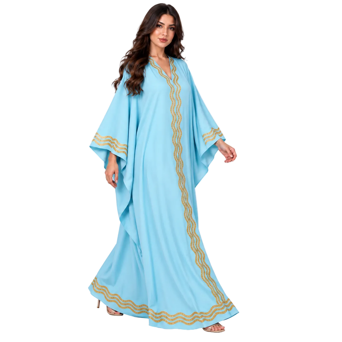 Sky Blue Embroidered Plus Size Kaftan