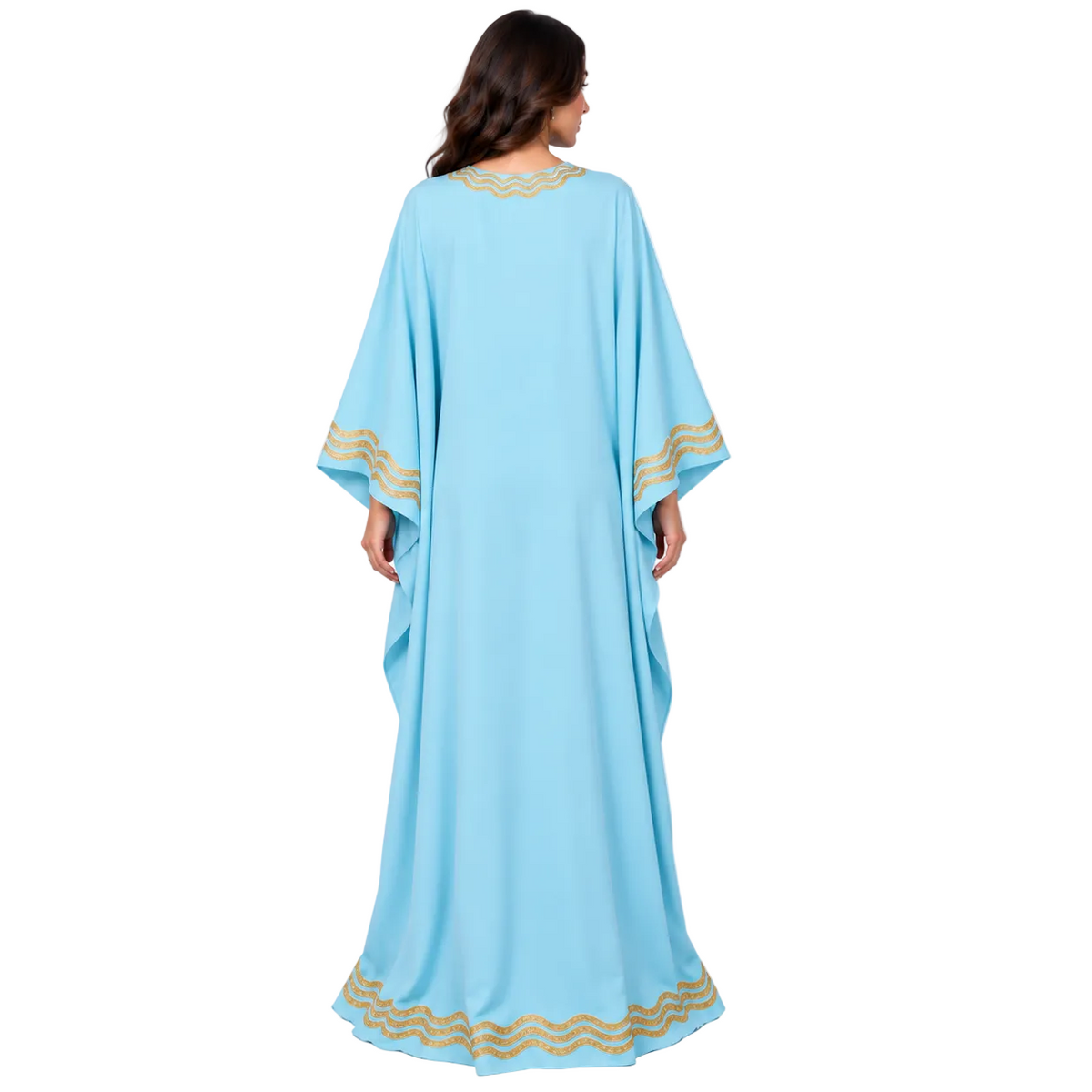 Sky Blue Embroidered Plus Size Kaftan