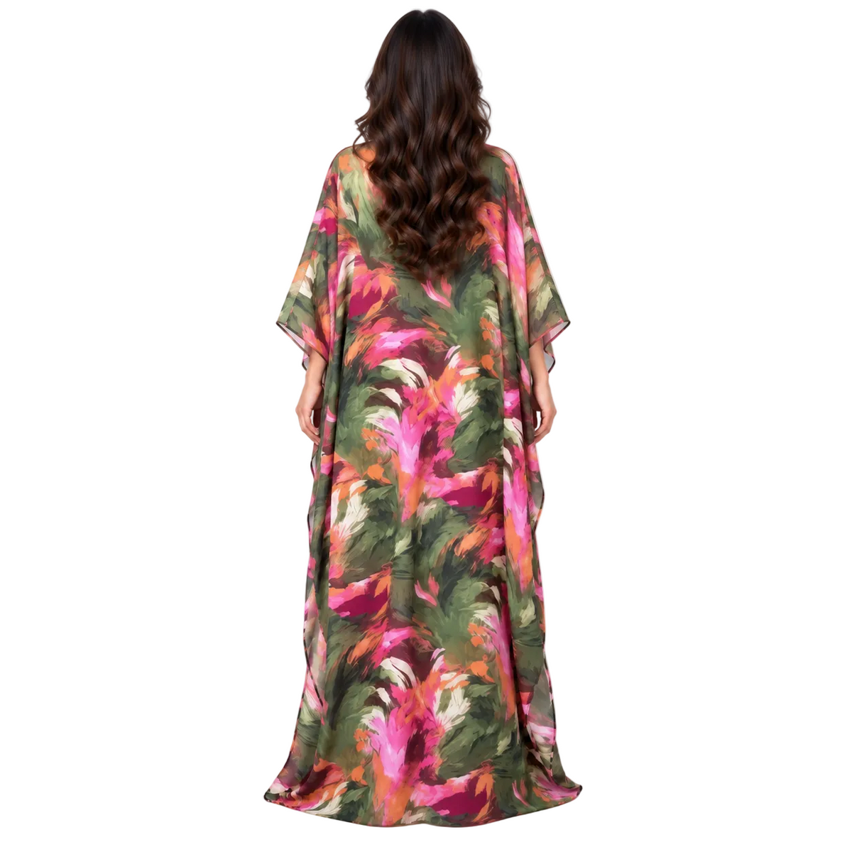 Vibrant Floral Print Plus Size Kaftan