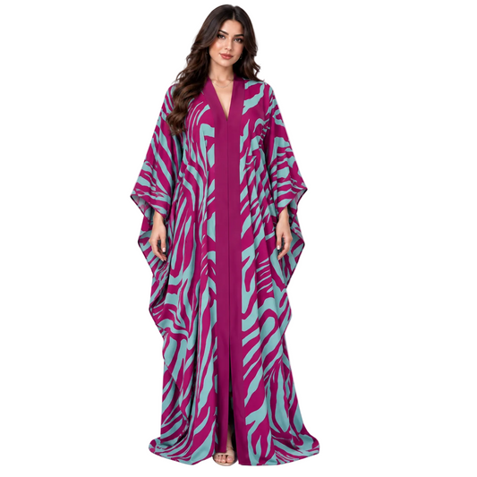 Magenta Zebra Print Plus Size Kaftan