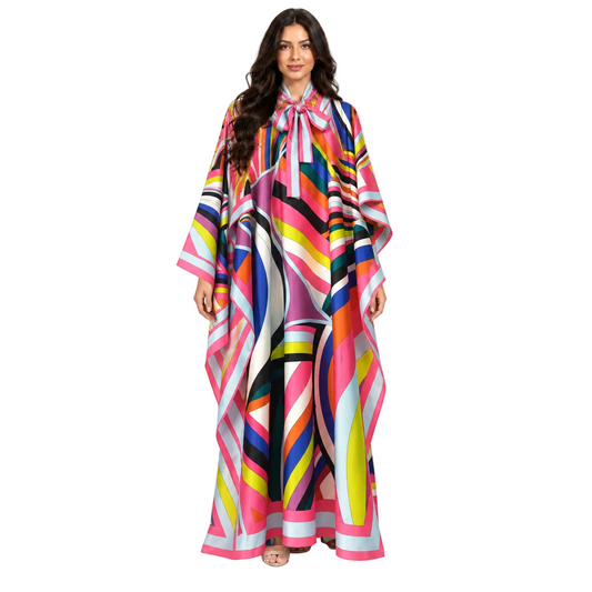 Multicolor Abstract Print Plus size Kaftan