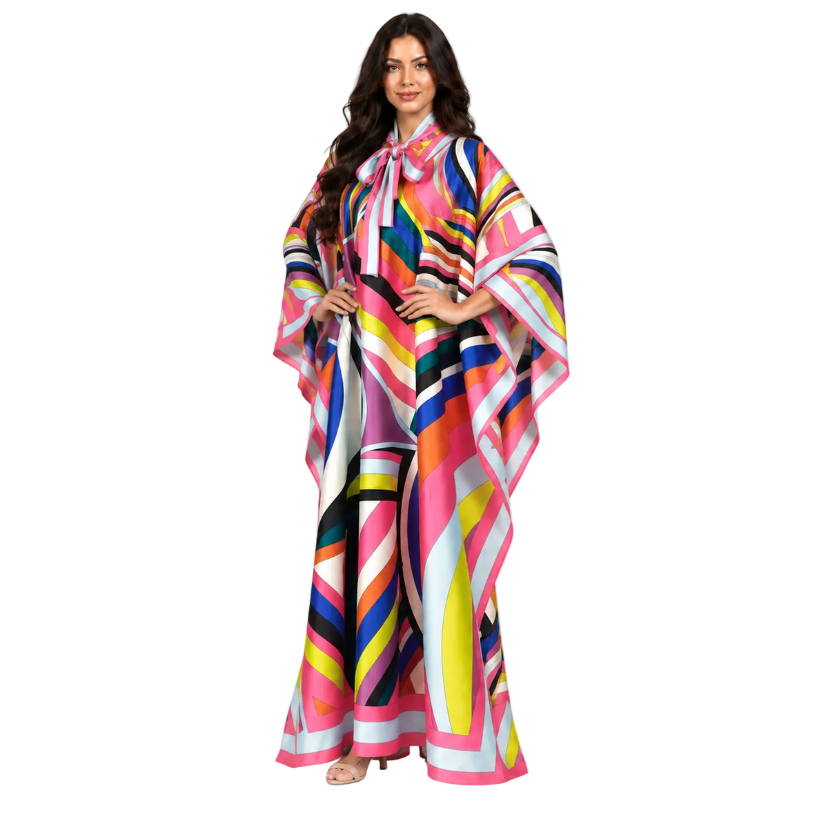 Multicolor Abstract Print Plus size Kaftan