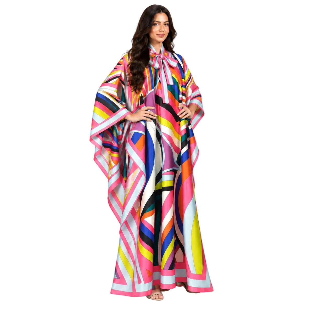 Multicolor Abstract Print Plus size Kaftan