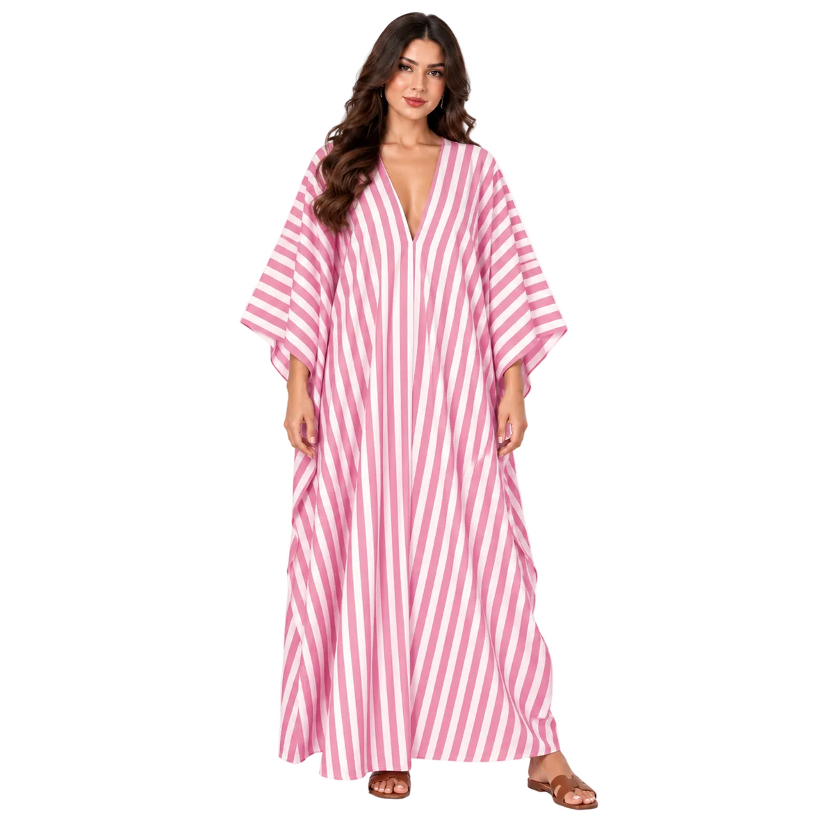 Pink Batwing Sleeve Plus Size Kaftan
