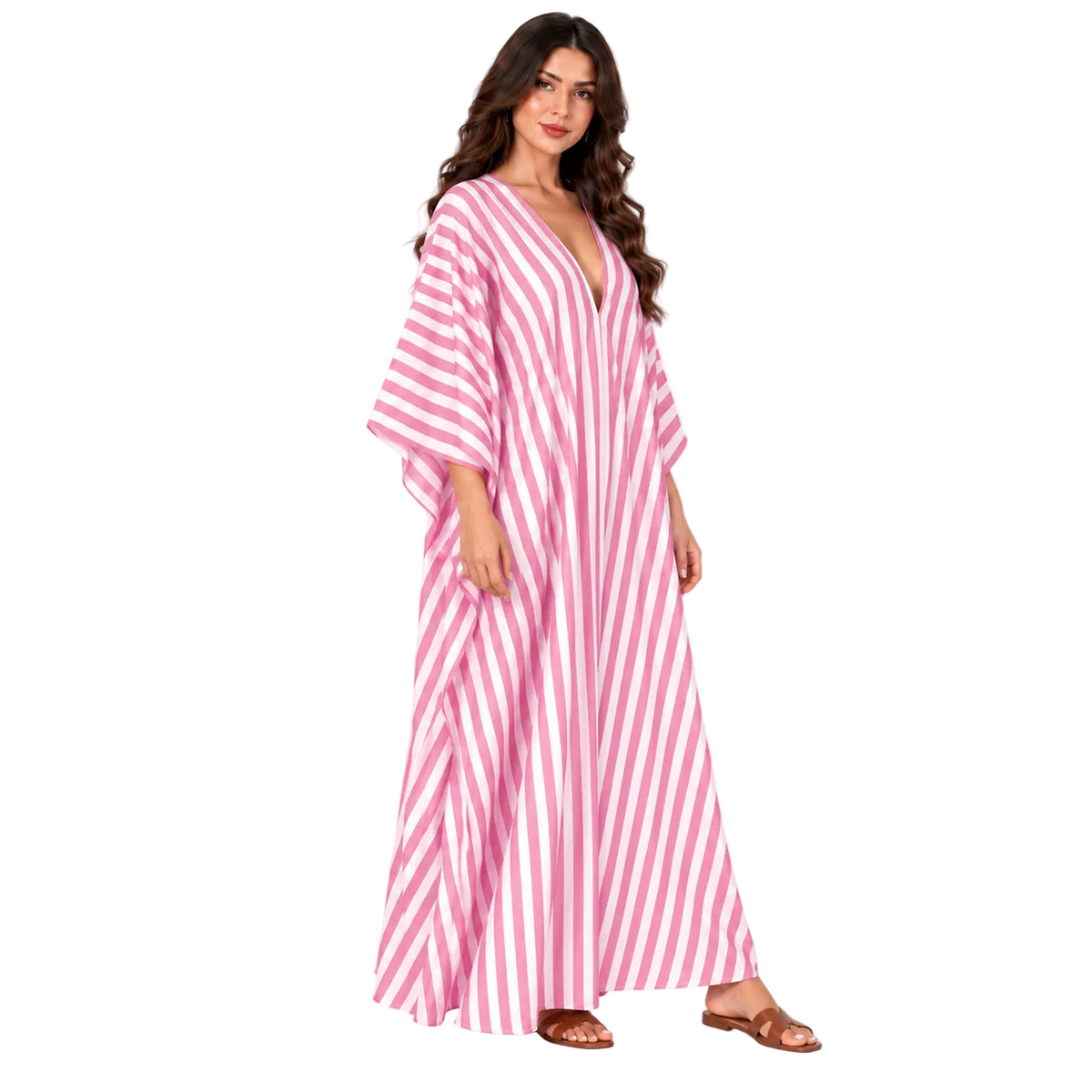Pink Batwing Sleeve Plus Size Kaftan