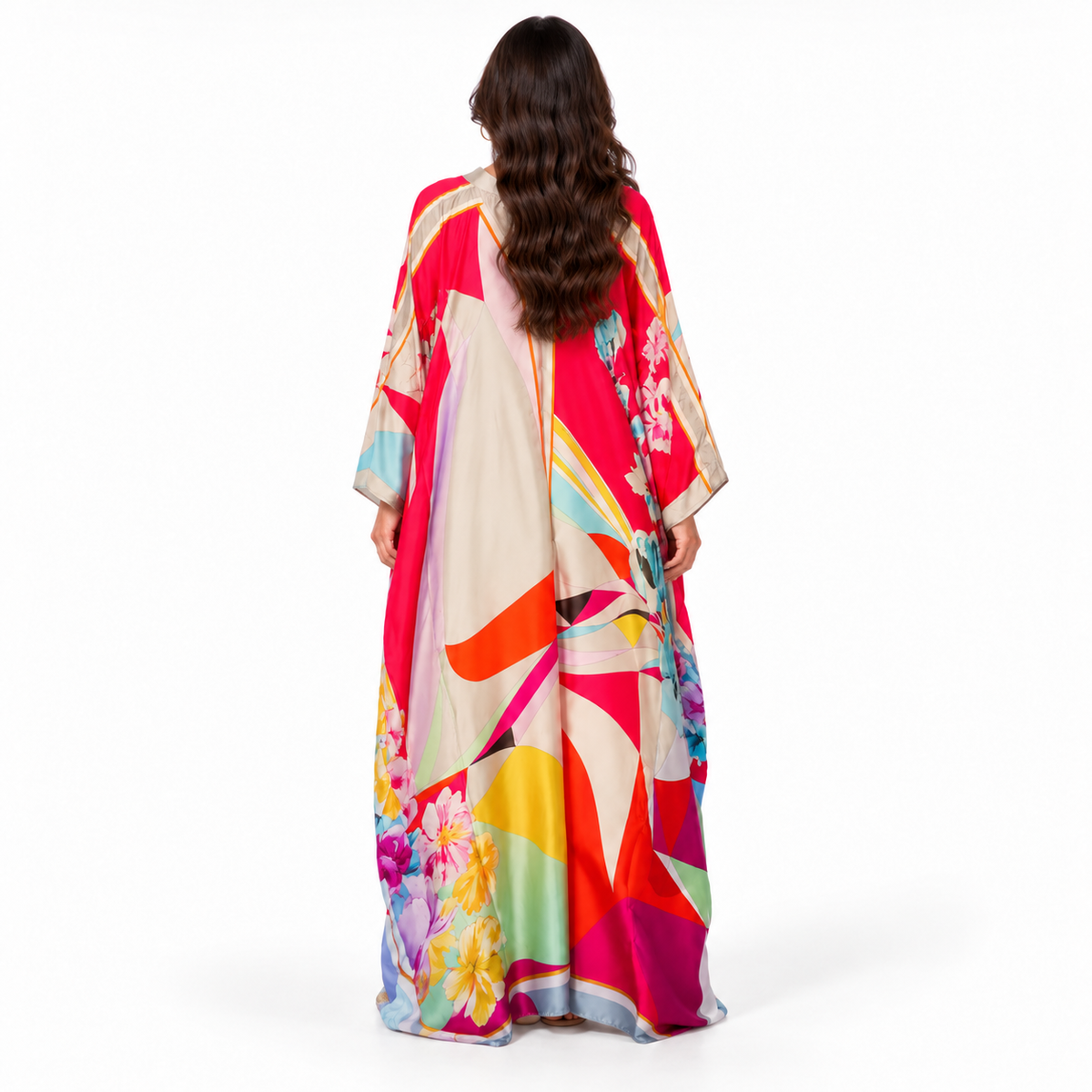 Red Abstract Floral Plus Size Kaftan