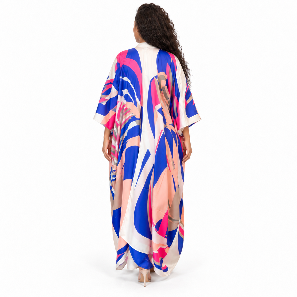Blue Abstract Print Plus Size Kaftan