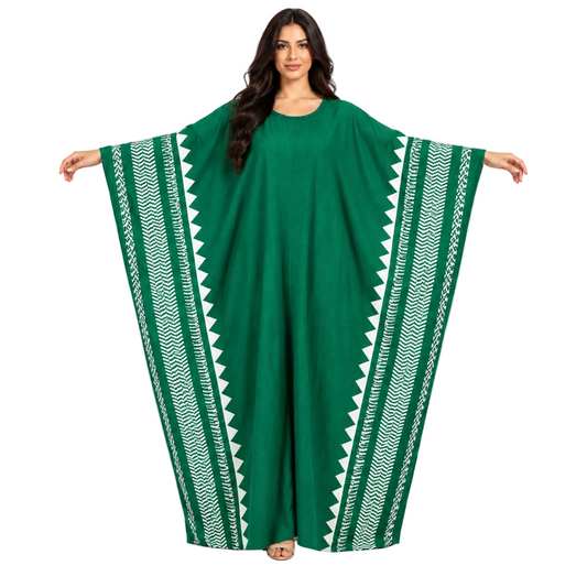 Emerald Green Printed Plus size Kaftan