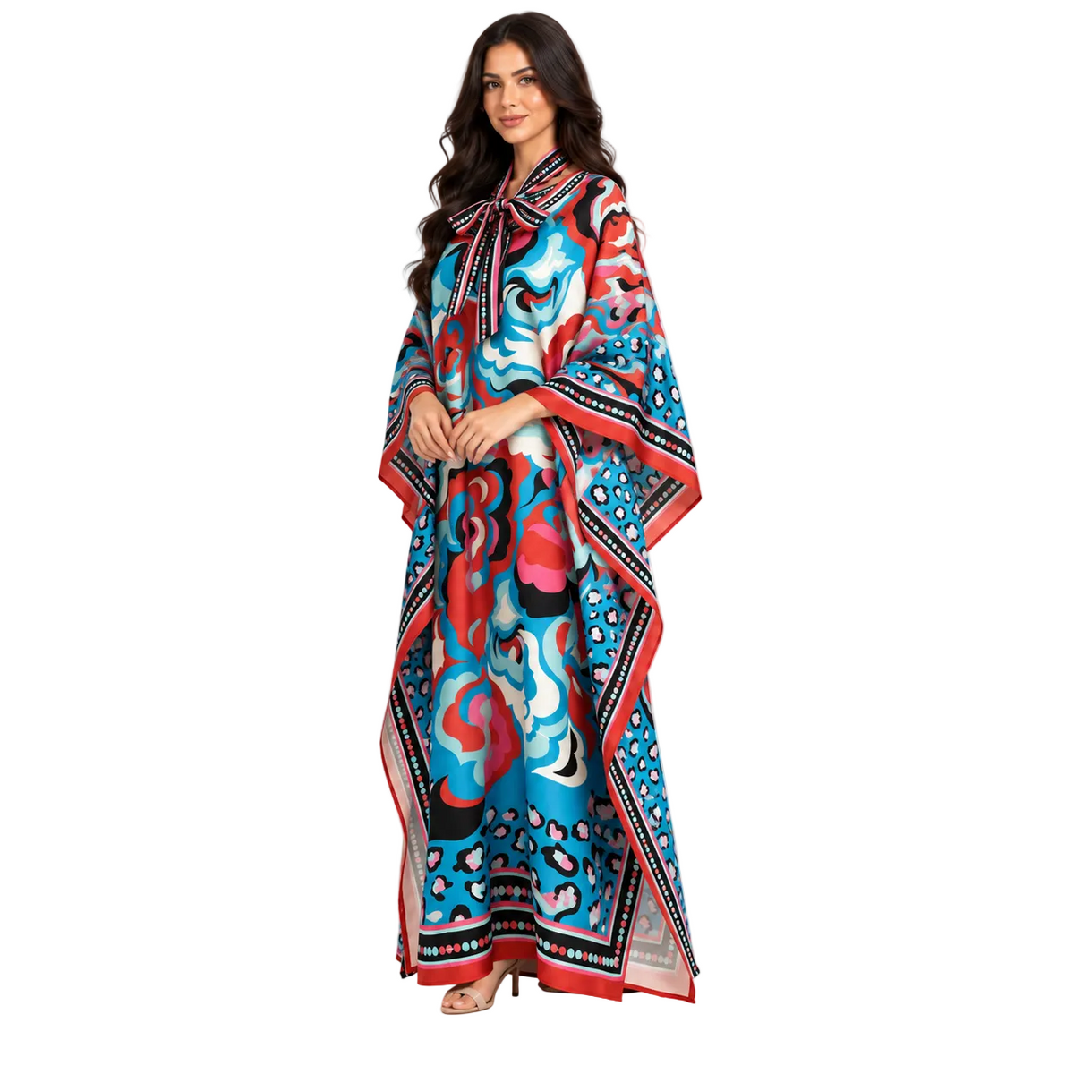 Multicolor Abstract Floral Plus Size Kaftan