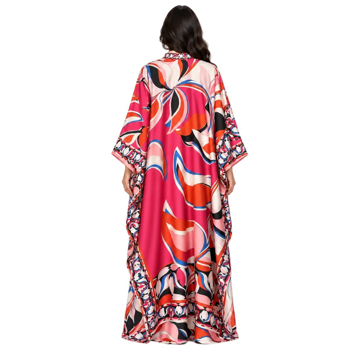 Pink Abstract Print Plus Size Kaftan