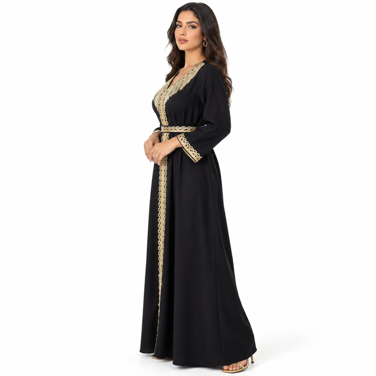 Elegant Black Embroidered Luxury Moroccan Kaftan