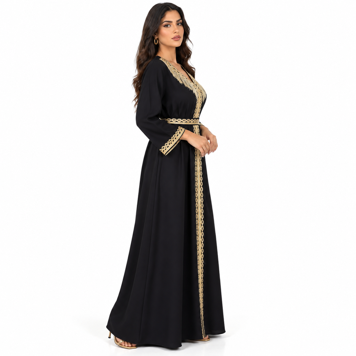 Elegant Black Embroidered Luxury Moroccan Kaftan