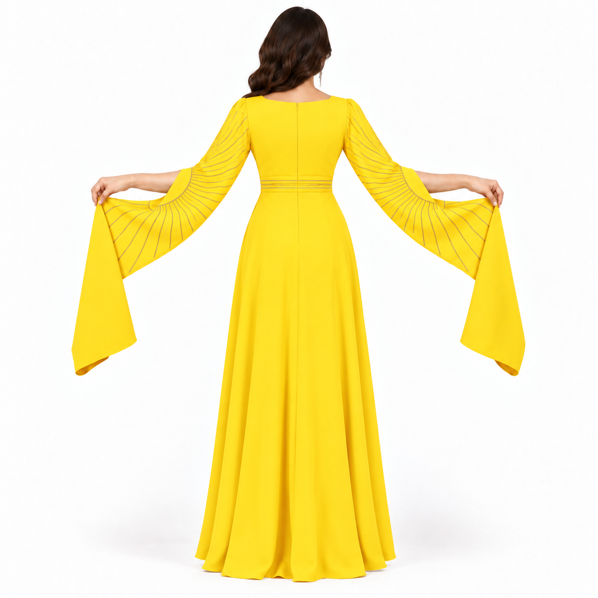 Elegant Sunflower Yellow Embellished Moroccan Kaftan