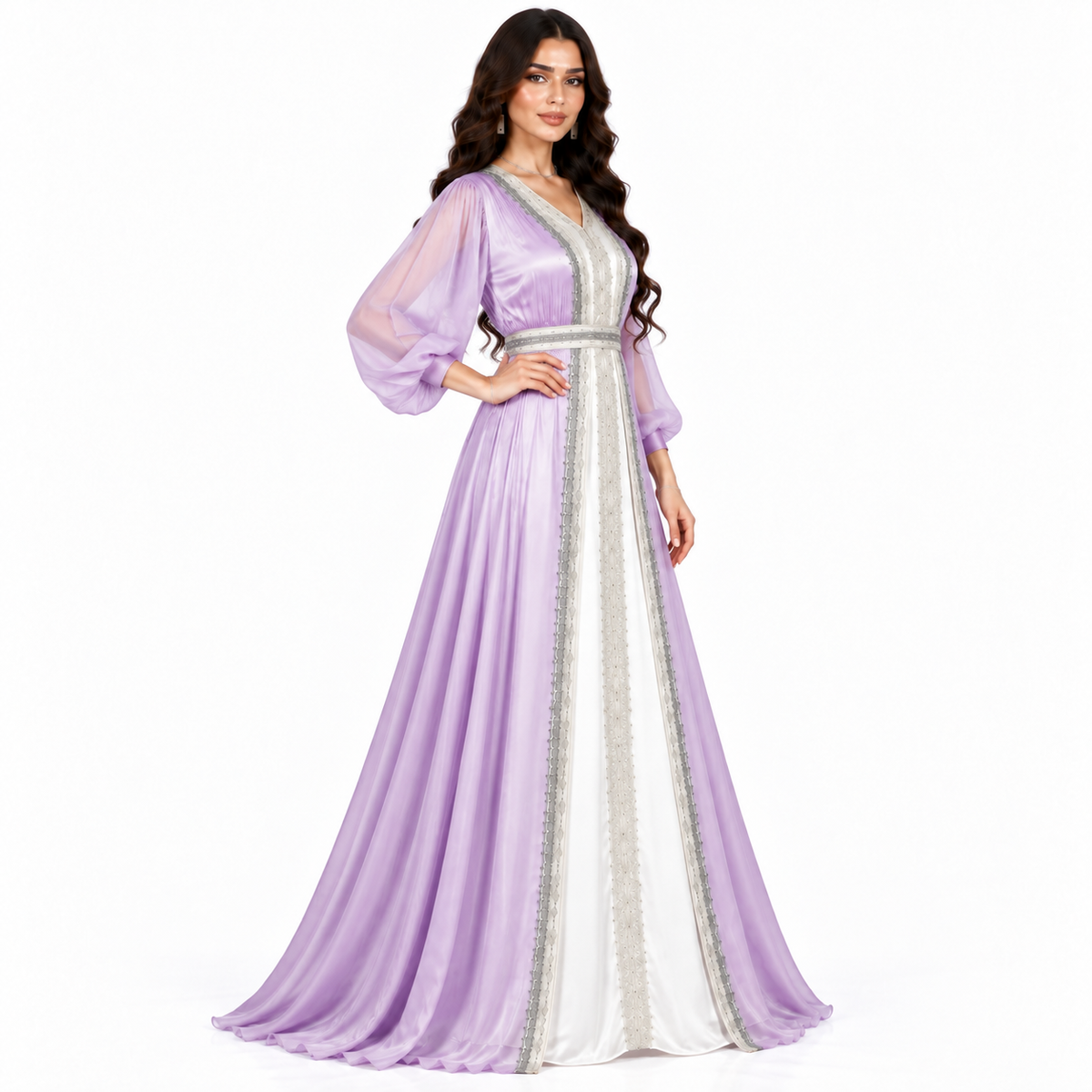 Purple Embroidered Elegant Luxury Moroccan Kaftan