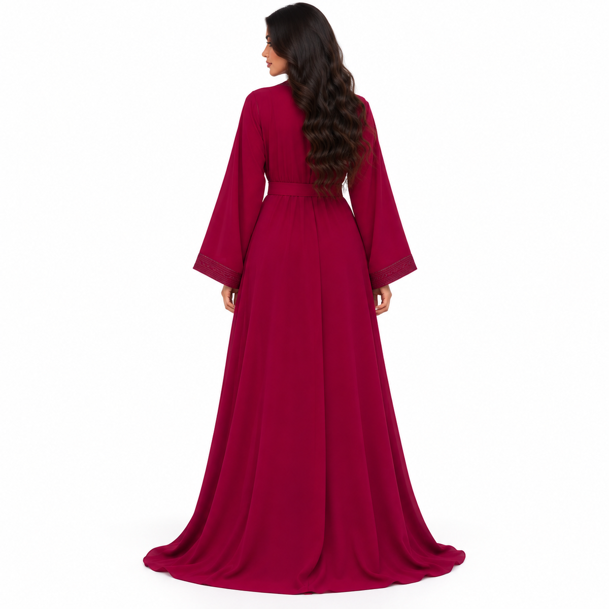 Burgundy Embroidered Moroccan Luxury Women’s Kaftan