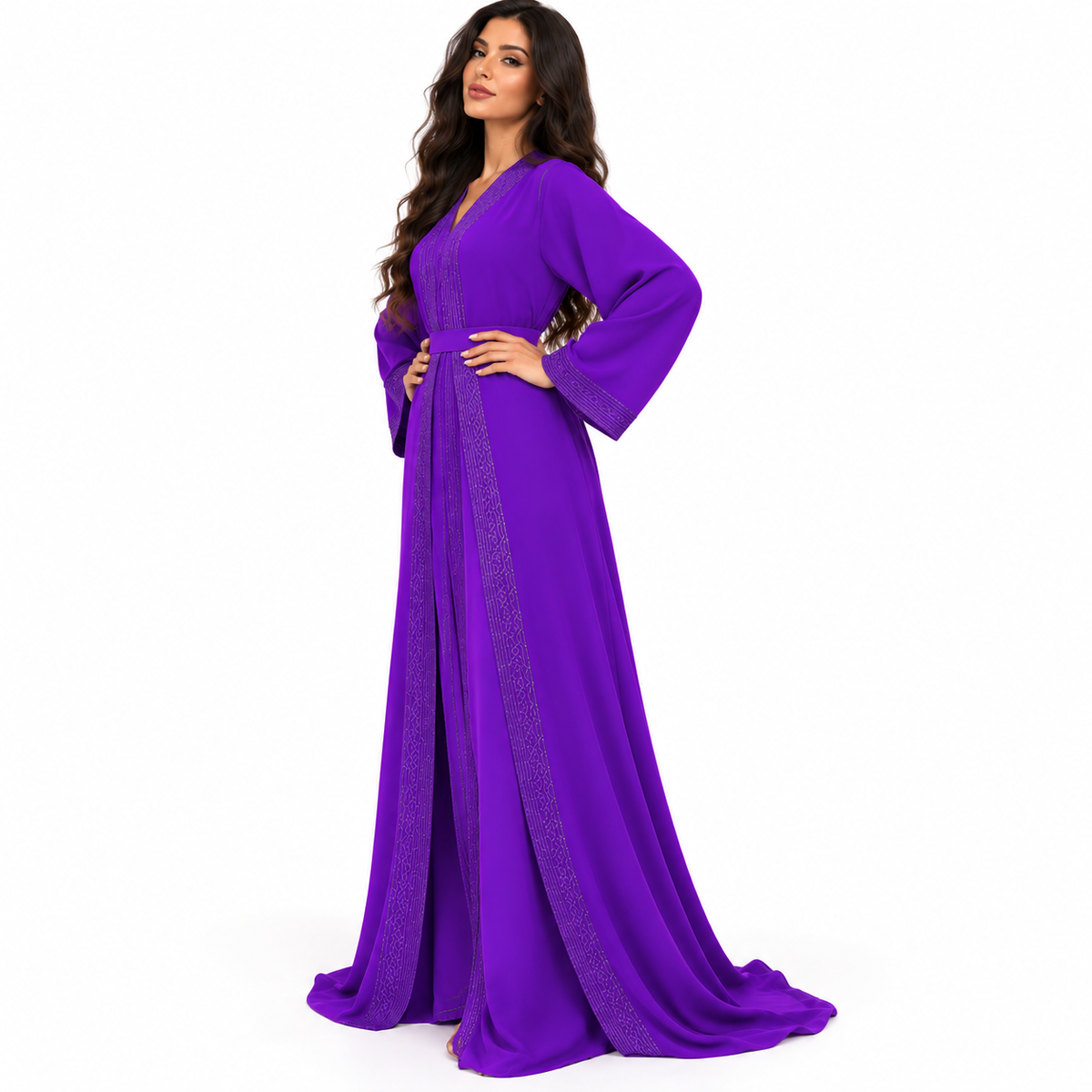 Purple Embroidered Moroccan Luxury Women’s Kaftan