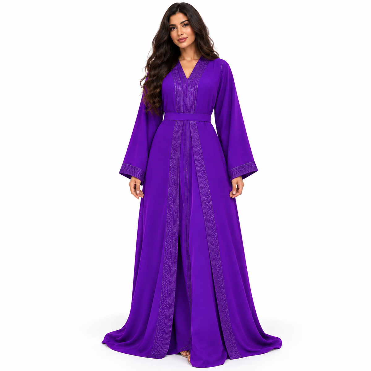 Purple Embroidered Moroccan Luxury Women’s Kaftan