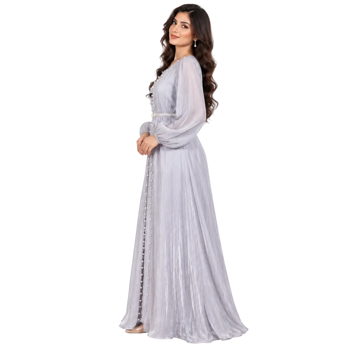 Light Grey Embellished Luxury Moroccan Kaftan