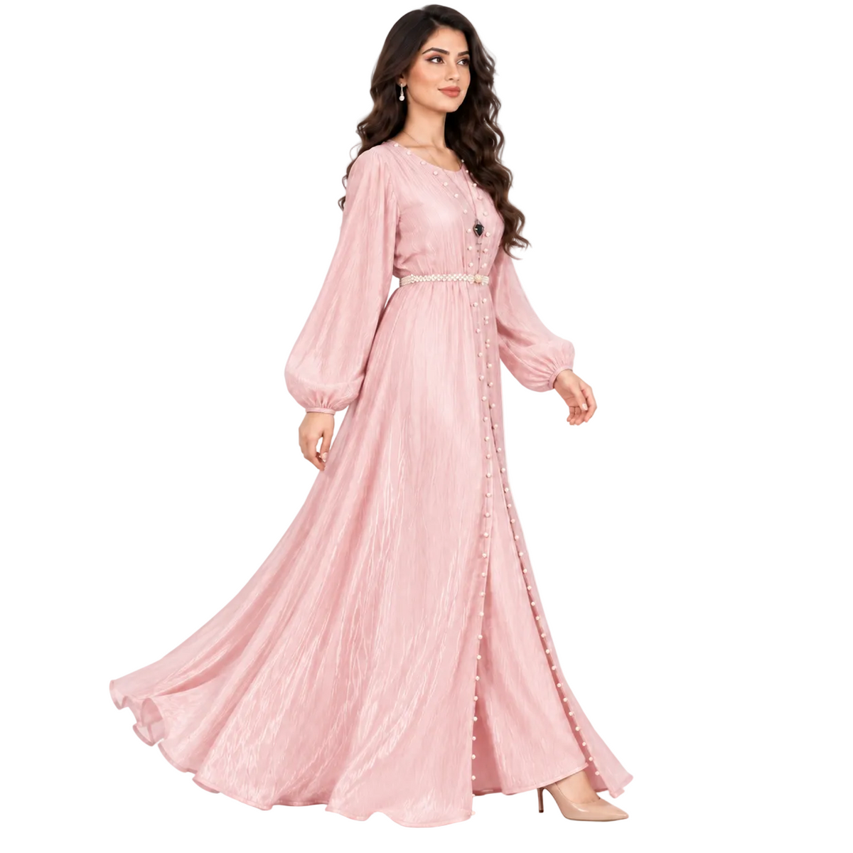 Pink Pearl Embellished Luxury Moroccan Kaftan