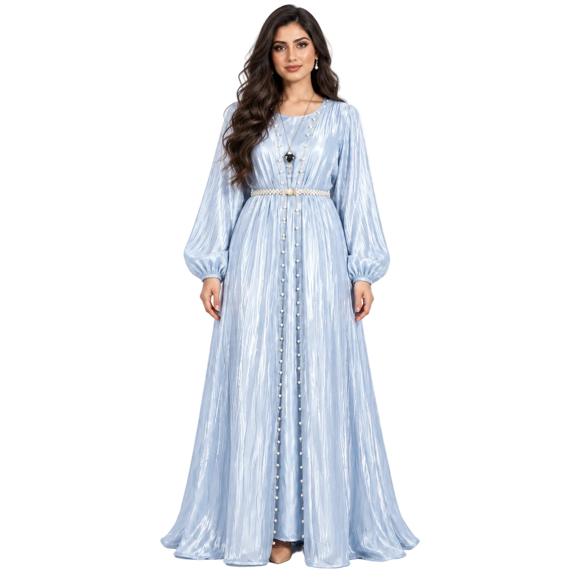Blue Pearl Embellished Moroccan Luxury Kaftan