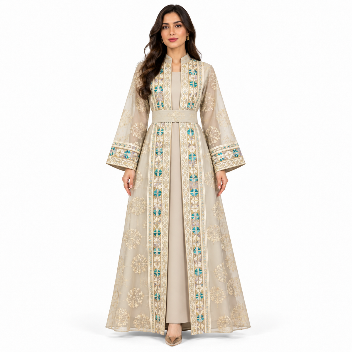 Apricot Open Front Moroccan Luxury Kaftan