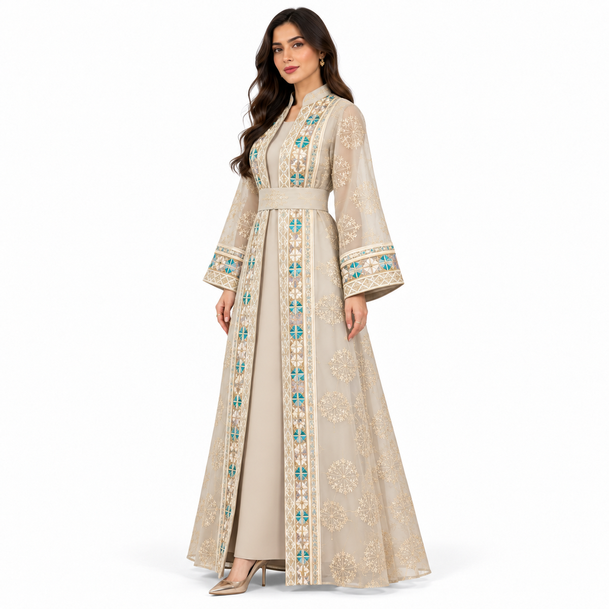 Apricot Open Front Moroccan Luxury Kaftan