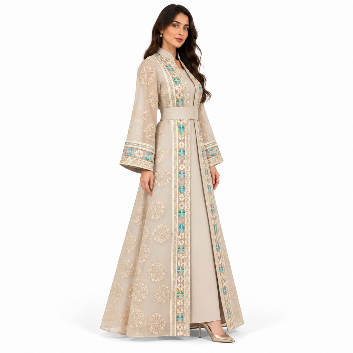Apricot Open Front Moroccan Luxury Kaftan
