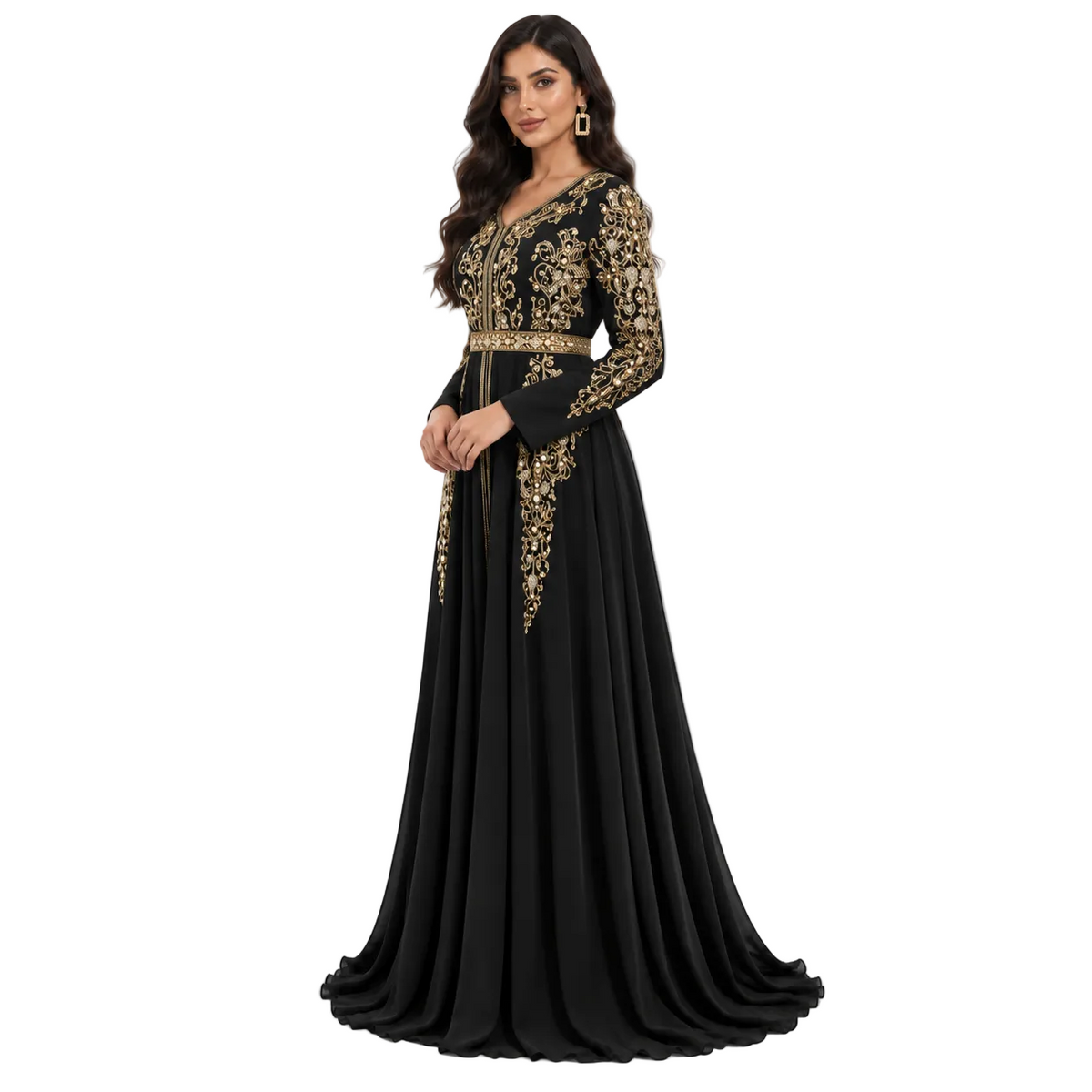 Black Gold Embroidered Moroccan Luxury Kaftan