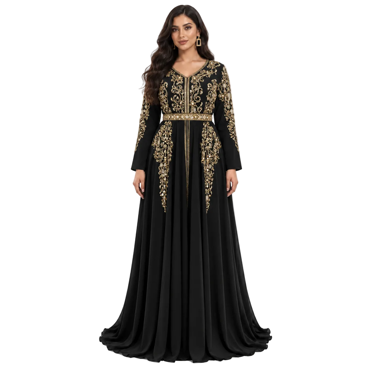 Black Gold Embroidered Moroccan Luxury Kaftan