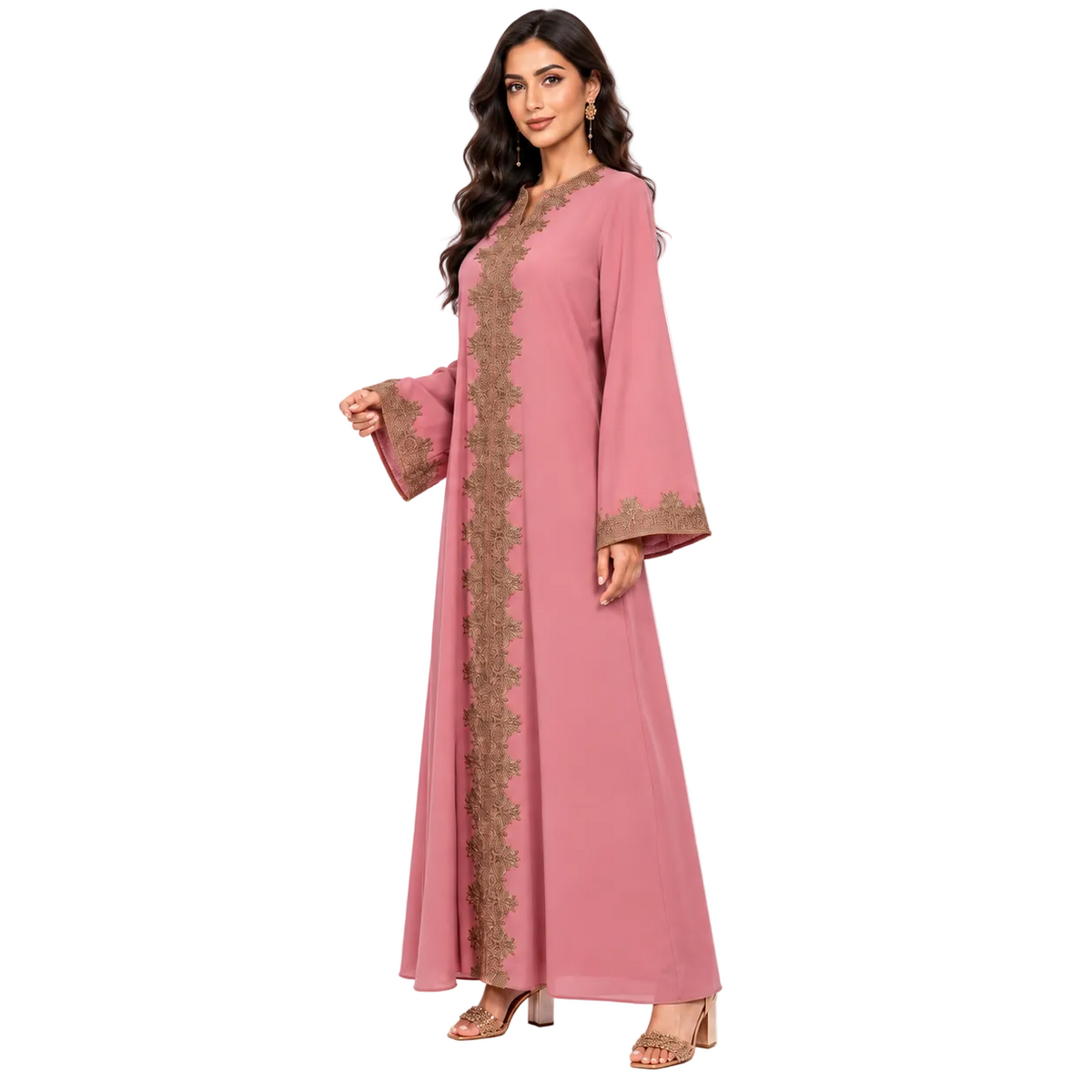 Rose Gold Embroidered Moroccan Luxury Kaftan