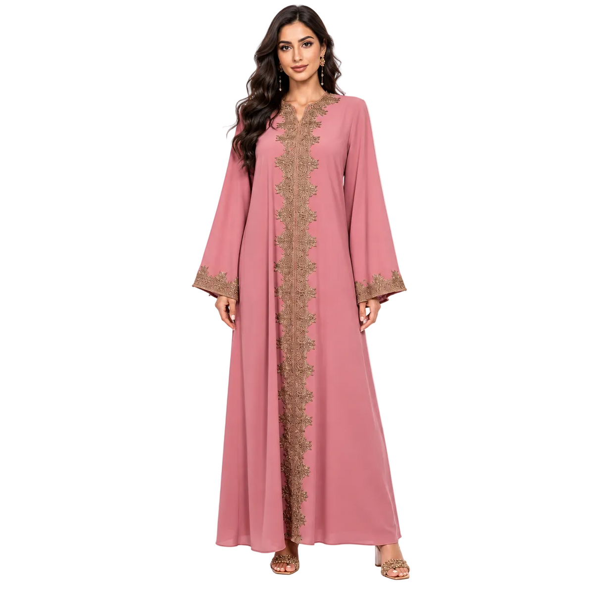 Rose Gold Embroidered Moroccan Luxury Kaftan